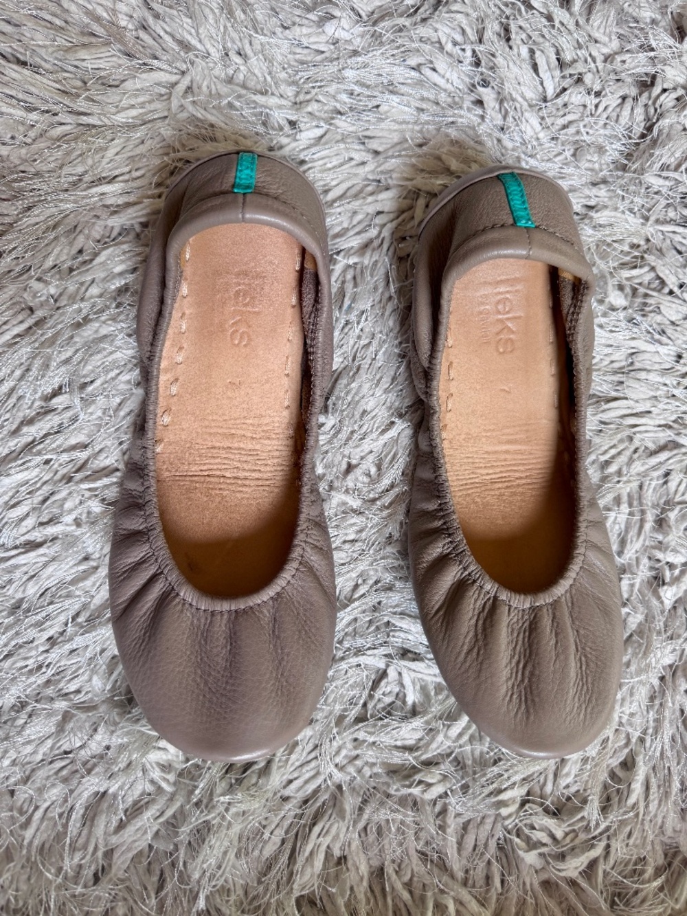 Tieks Taupe flats, size 7